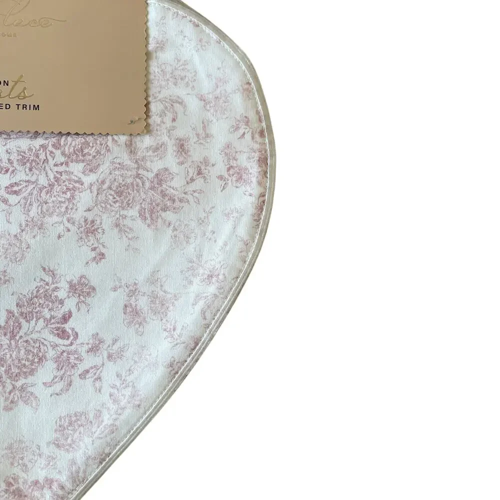 Love & Lace Heart Shaped Valentine Placemats 4pc 15in Cotton Pink Floral NEW